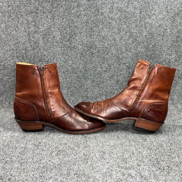 Boulet Ranch Hand Western Boots Men's Size 10 Brown Leather Zip Dress Cowboy - Picture 7 of 14
